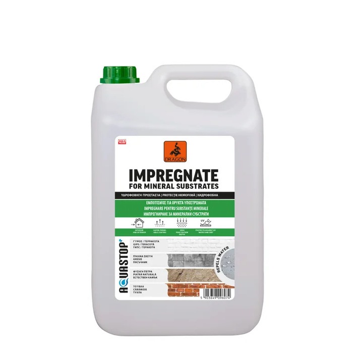 Dragon vízszigetelő oldat, 5L, ásványi felületekre, kültéri használatra, UV-álló