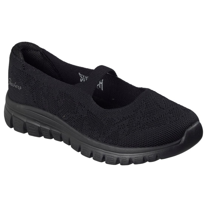 Skechers Skechers Graceful Chic Motion pantofi balerini negri de damă cu baretă 100966-BBK