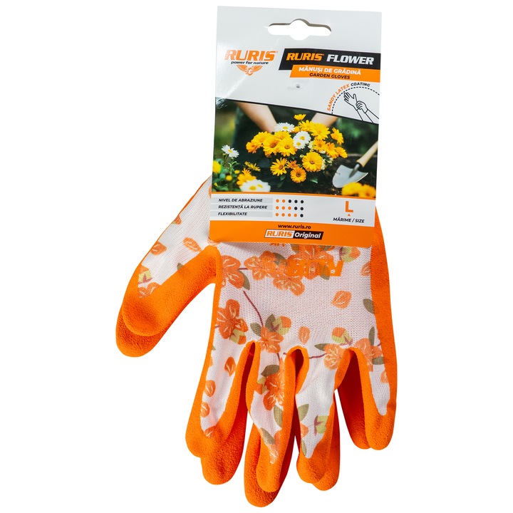 Manusi de gradina Ruris Flower, marimea L, multicolor, textil rezistent