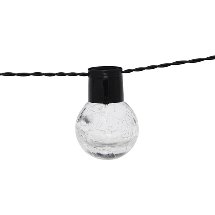 LED dekoratív füzér Crackle, 1.7m, 8 izzó, fekete