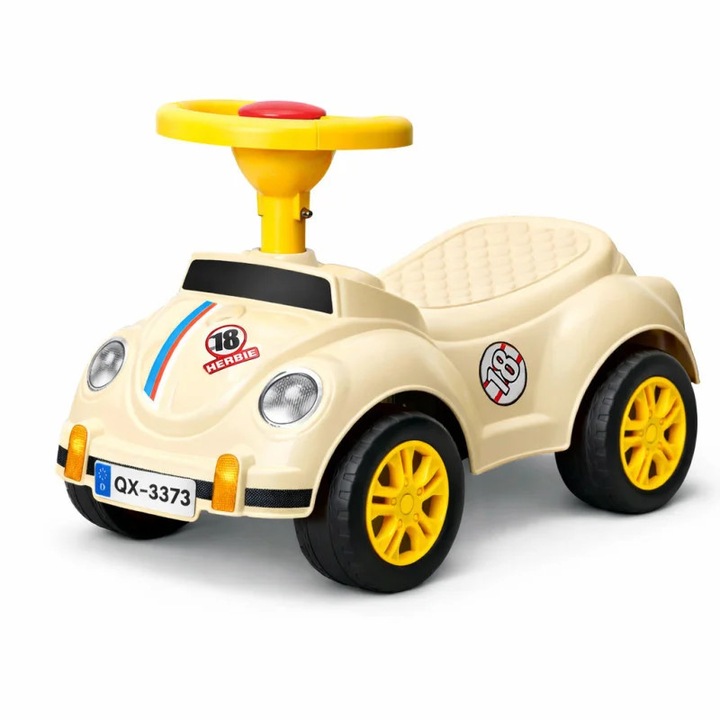 Masinuta fara pedale, model retro, copii 1-3 ani, 35x51x25 cm, bej