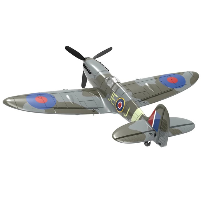 Avion RC Spitfire V2, EPP, albastru, 40 cm, cu giroscop 6 axe, 2 baterii