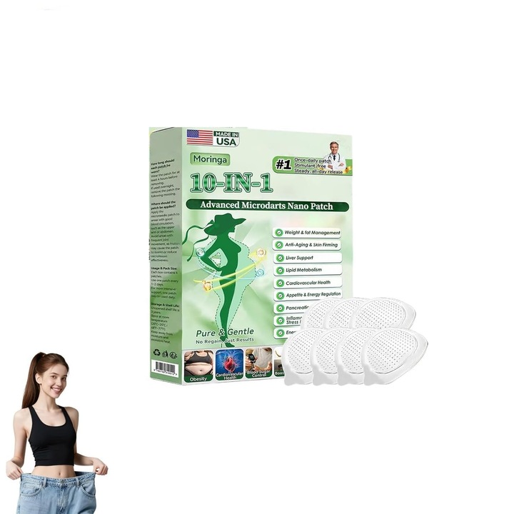Pachet de plasturi 10 in 1 cu Moringa, 7 plasturi naturali, potrivit pentru toate tipurile de piele