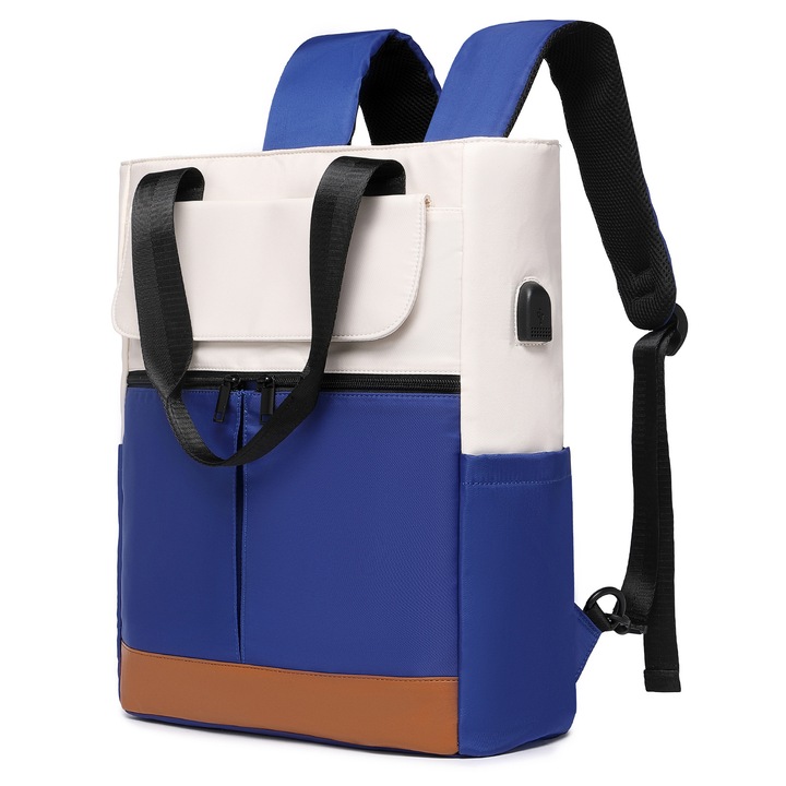 Rucsac laptop unisex, capacitate mare, design deschidere de sus, albastru regal