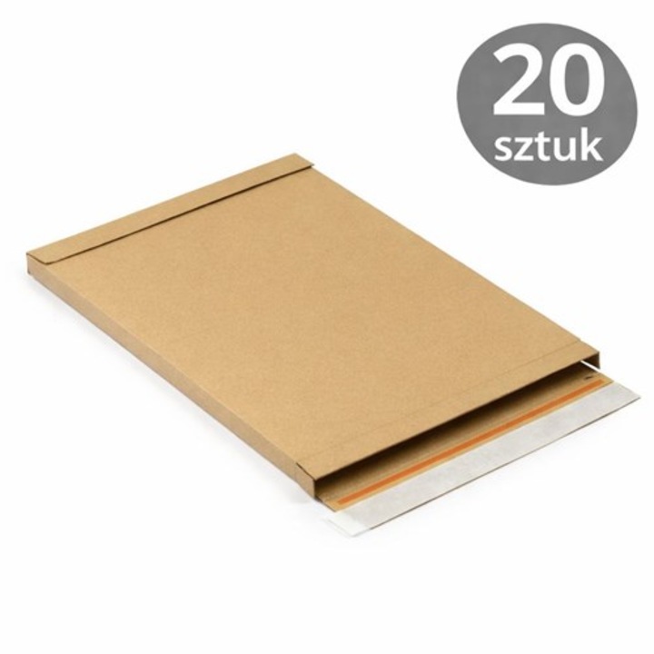 Set 20 Cutie NEOPAK Flatbox F03, 250x20x350mm, Maro, din carton ondulat microfalu E, cu inchidere automata adeziva