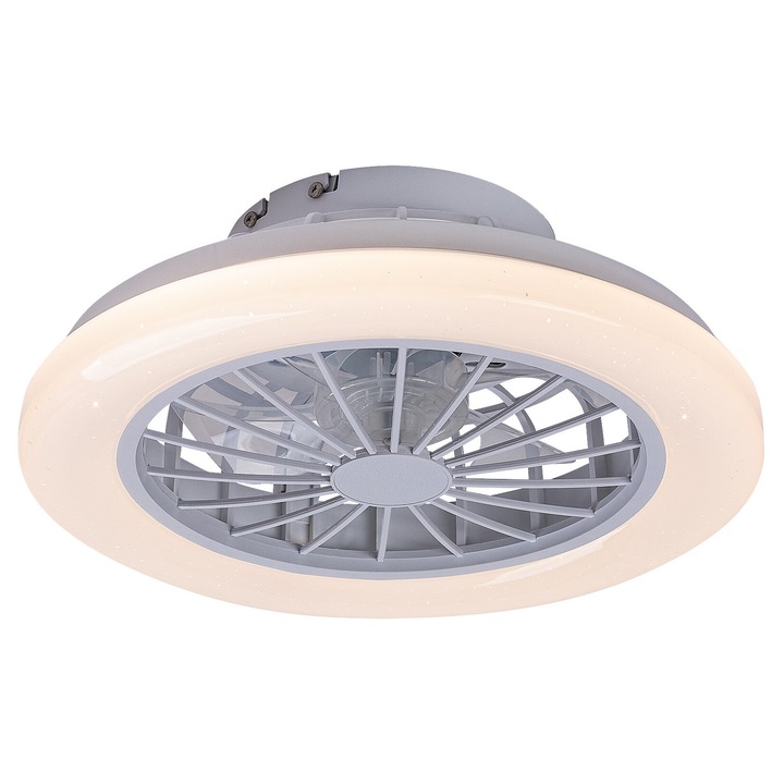 Plafonieră modernă Rabalux Dalfon, ventilator integrat, alb, 24W, diametru 380mm