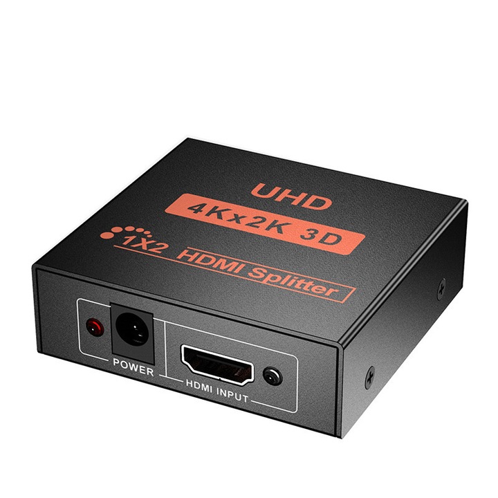 HDMI elosztó 1x2, 4K Ultra HD, 1080p, 3D, 10m kábel