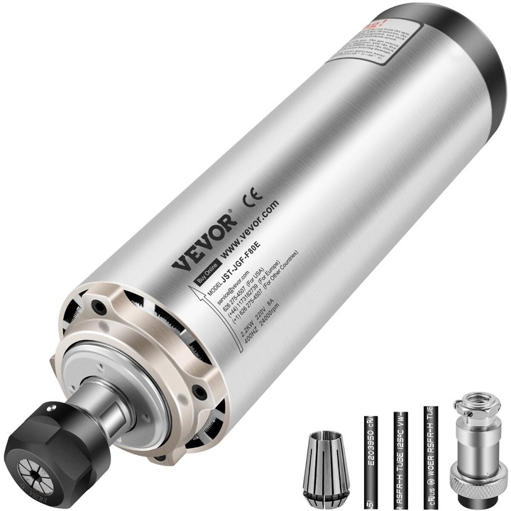 Motor de frezare cu aer, VEVOR, 2.2KW, 0-24000 R/min, 80x215mm, 30cm, 5KG