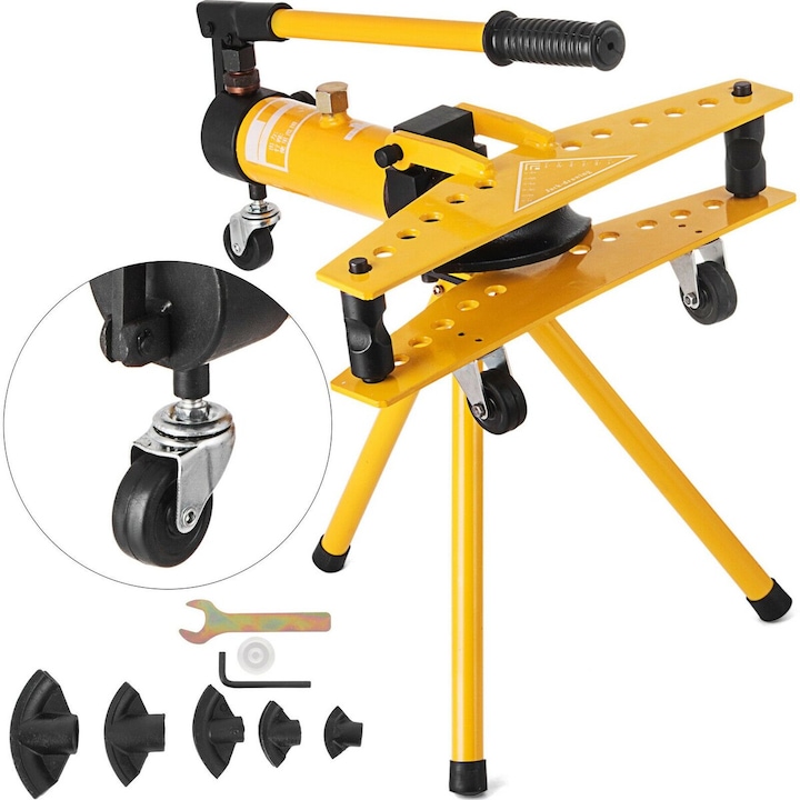 Masina de indoit tevi hidraulica manuala VEVOR 10 tone, 6 matrite, 13x34mm, 49x24.5x14.5cm