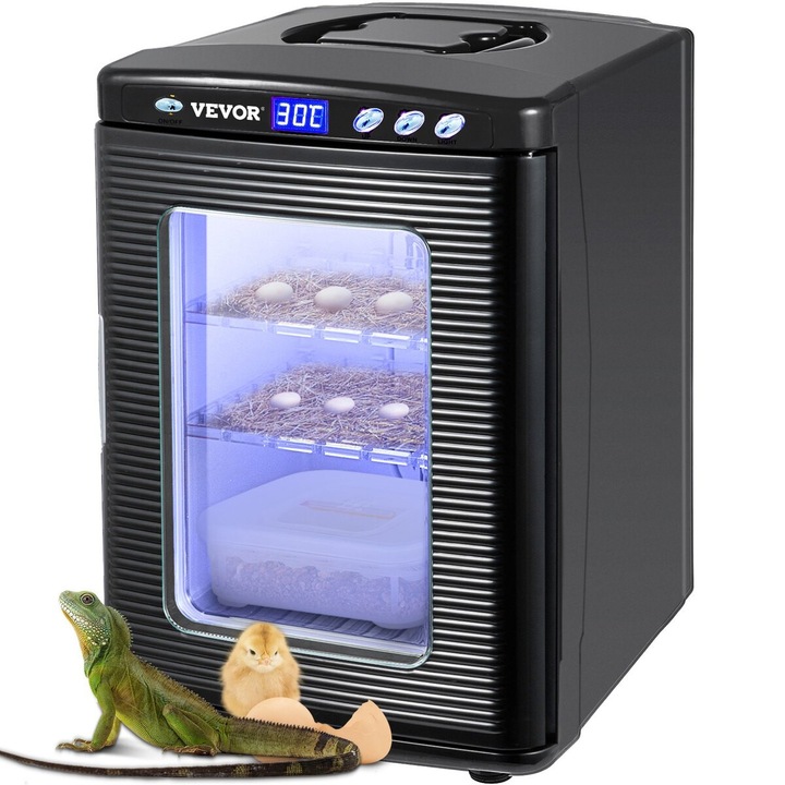 Инкубатор за яйца на влечуги 25L VEVOR, цифров, голям капацитет, 5-42C, 33x38x48см