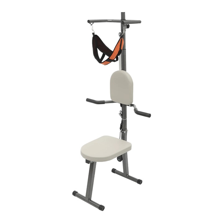 Scaun de tractiune cervicala, Electric cu telecomanda, Decompresie cervicala, Reglabil, Amelioreaza durerile de spate si gat, Alb