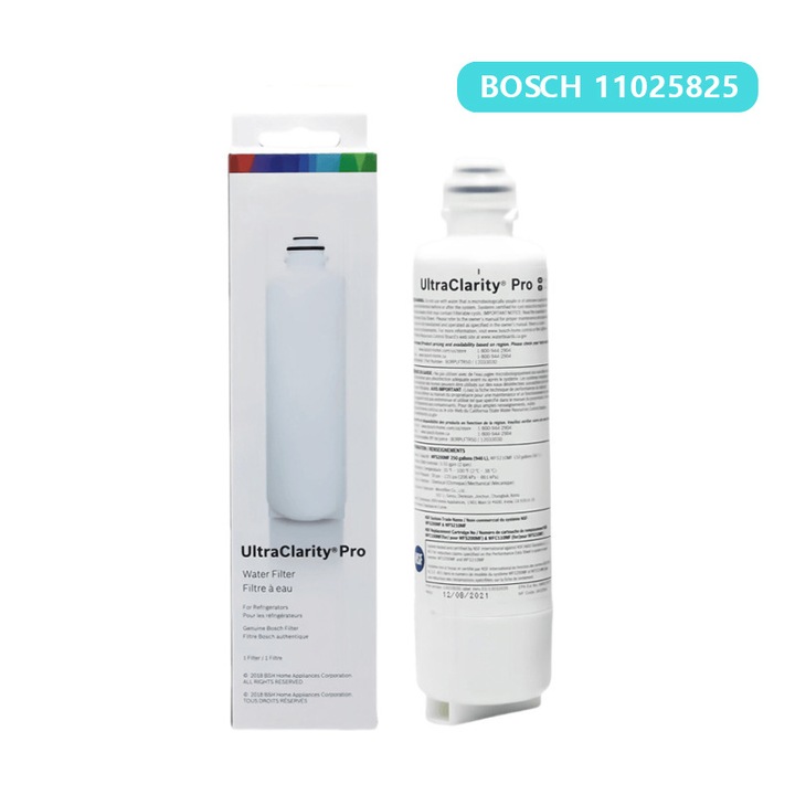 Filtru de apa pentru frigider 11025825, compatibil cu BOSCH, reduce clorul si metalele grele, apa si gheata cu gust proaspat