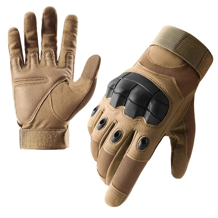 Sportkesztyű, vízálló, érintőképernyő funkció, teljes ujjú, homokszín, L