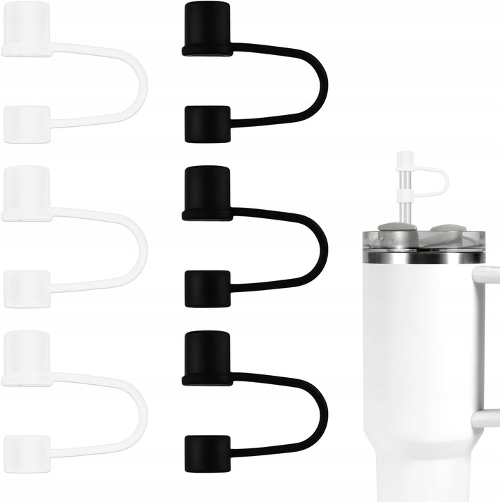 Set 6 capace din silicon pentru paie, compatibile cu Stanley 30 si 40 oz, rezistente la rupere, fara BPA