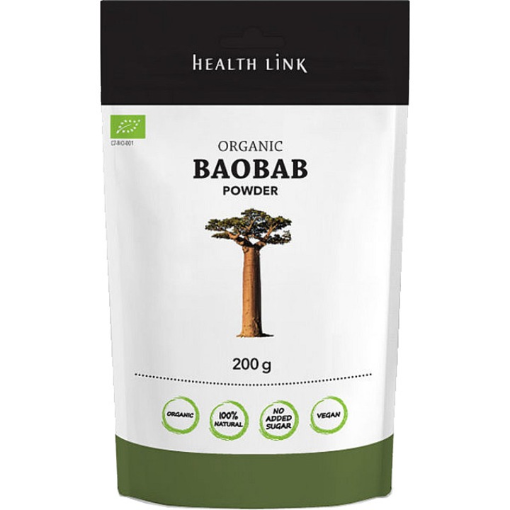 Pudra de Baobab BIO 200g, Health Link, sursa de energie, antioxidant, fara gluten, vegan