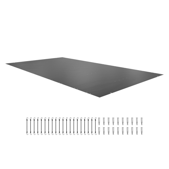 VEVOR medence biztonsági takaró, 11.5x19.6ft, sötétszürke, robusztus védelem, könnyű telepítés