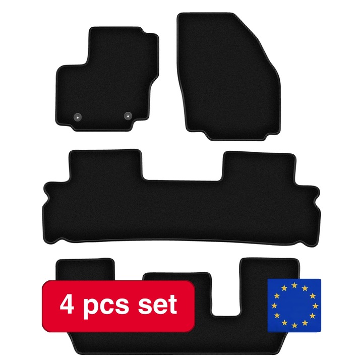 Covorase auto, negru, pentru Ford Galaxy MK2, set, material din fibra, design antiderapant