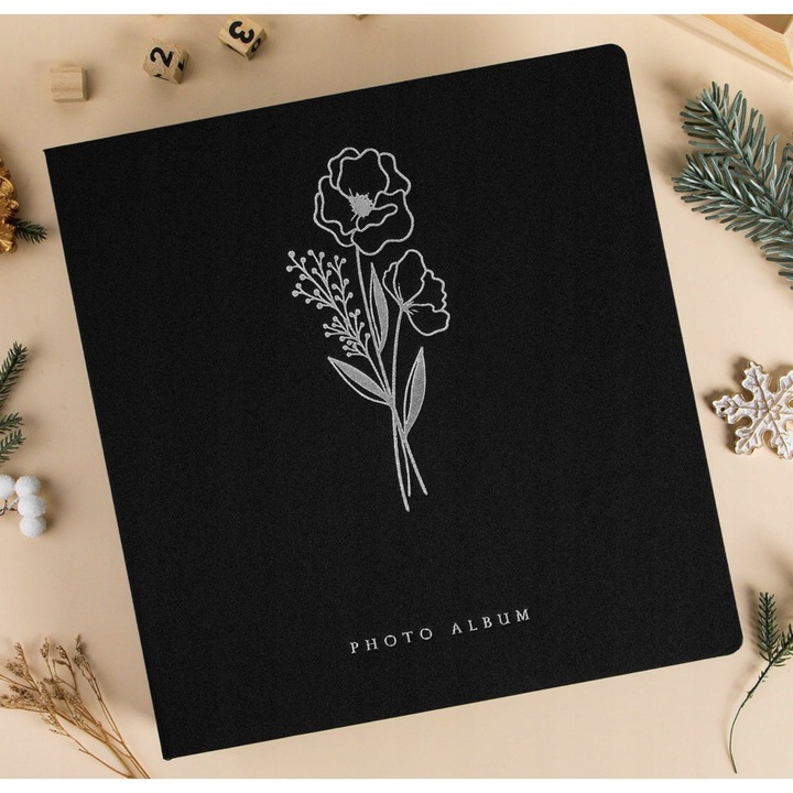 Album foto XL, 1000 poze, len natural, negru, 32x37,5x8cm