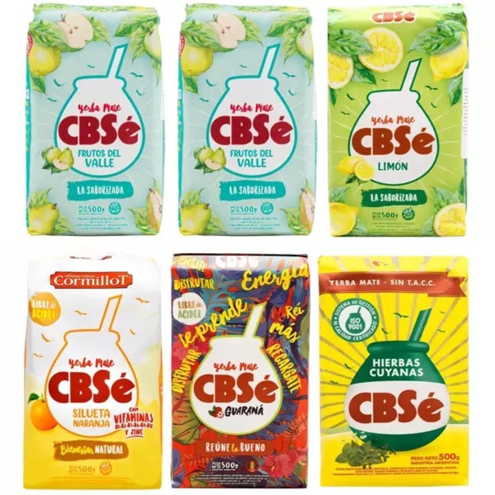 Set Ceai Yerba Mate CBSe, 6 arome variate, energizant, 6x500g
