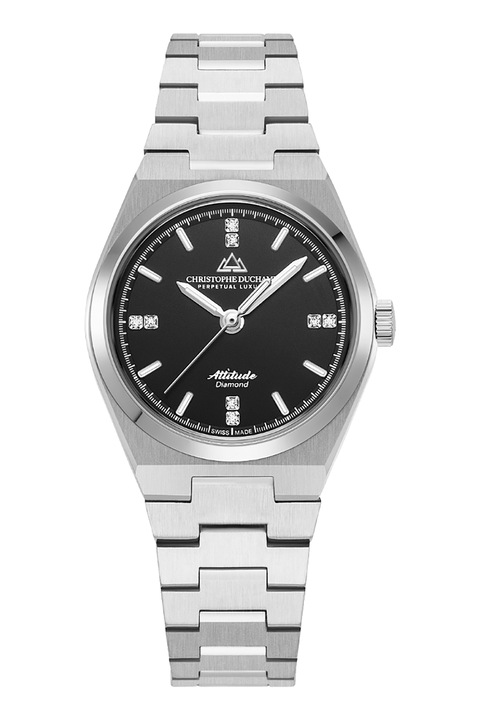 Christophe Duchamp, Rozsdamentes acél kvarc karóra gyémántokkal, Ezüstszín