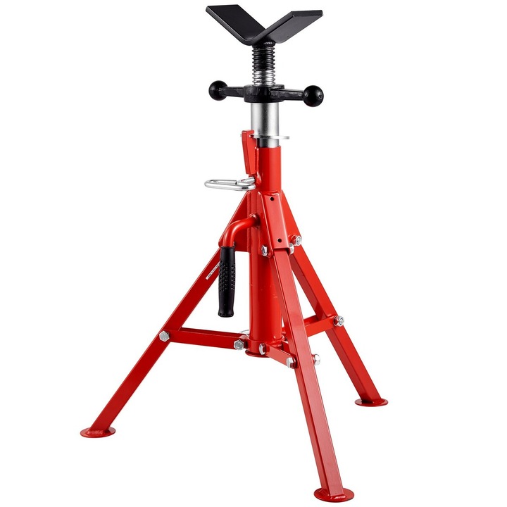 Suport pentru tevi V, capacitate 1/8"-12", inaltime ajustabila 61-107cm, capacitate de incarcare 1134kg, structura pliabila din otel carbon