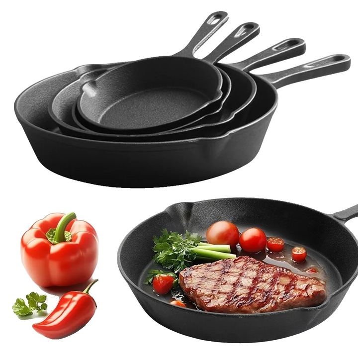 Set oale din fonta, 4 piese, 14x14cm, 16x16cm, 20x20cm, 26x26cm