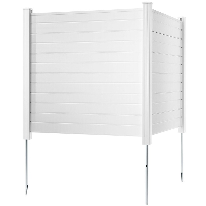 Ecran de intimitate exterior, VEVOR, 2 panouri, 50x50 inch, PVC alb, rezistent la vant