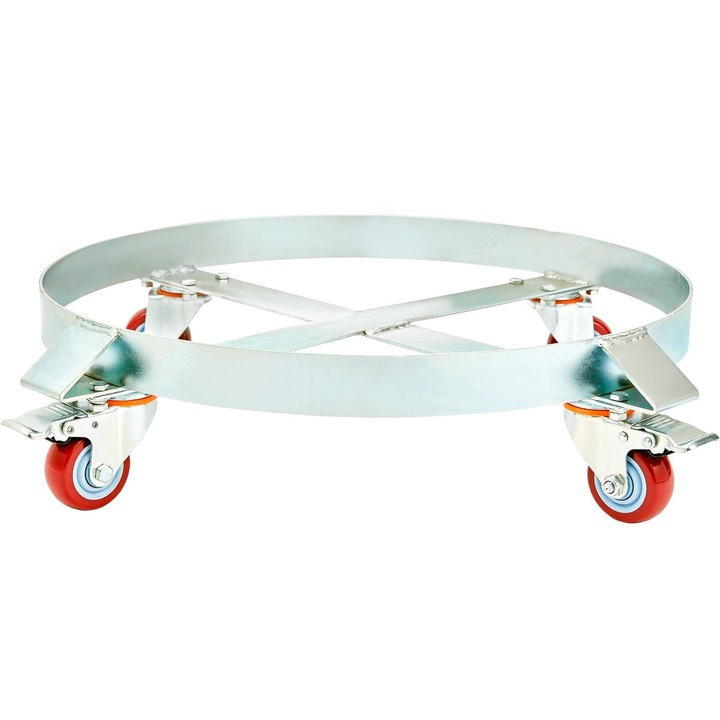 Dolly pentru butoaie VEVOR, 208.2 L, capacitate 453.6 kg, culoare argintie, dimensiuni 725x160mm