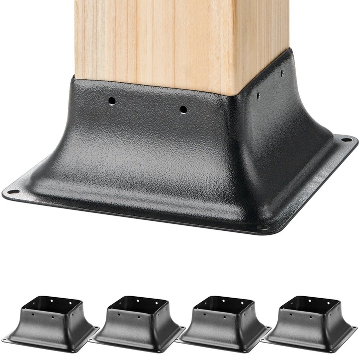 Baza post 4 buc, VEVOR, 101.6x101.6mm, otel carbon, 6x6x2.4 in, pentru suport balustrada