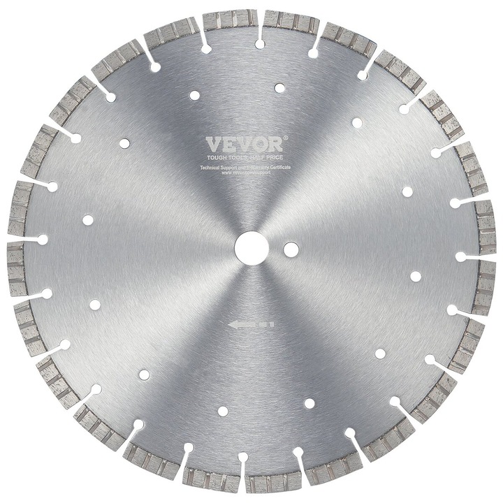Disc diamantat 12inch VEVOR, 0.47inch dinti ondulati, pentru taiere umeda sau uscata, 300x300x12mm