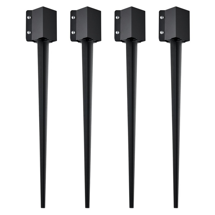 Punct de ancorare pentru gard, VEVOR, set de 4, metal negru, dimensiuni 4.45x4.45x36in