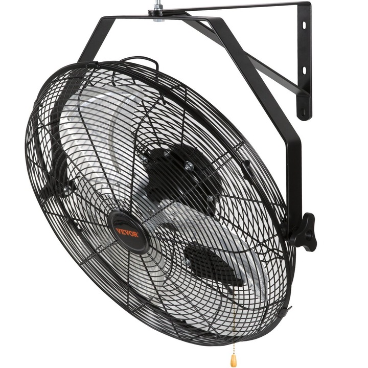 Ventilator de perete VEVOR, 44.6 cm, 3 viteze, putere 90 W, negru