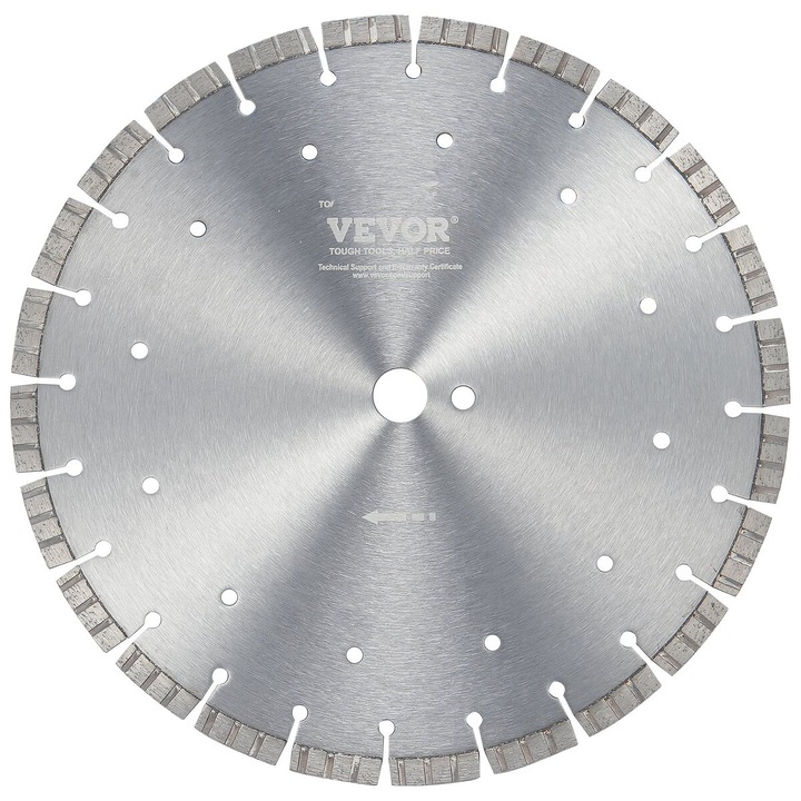 Disc diamantat 14inch VEVOR, 0.47inch dinti ondulati, pentru taiere umeda sau uscata, 350x350x12mm