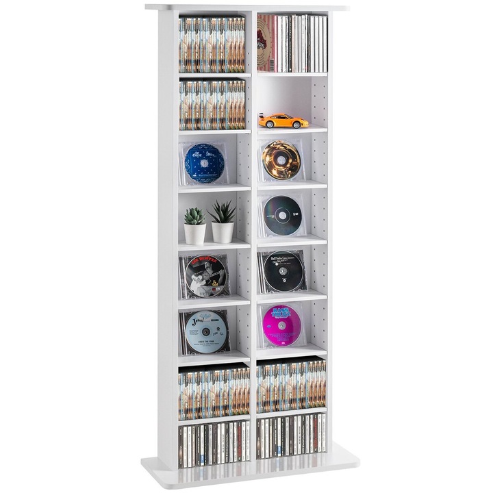 Dulap de depozitare media, VEVOR, 8 rafturi ajustabile, alb, 21.97x8.74x50.98 in