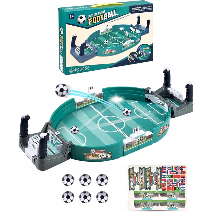 Interaktív mini futballjáték, komplett készlet, 42x21x9cm, gyerekeknek, többszínű