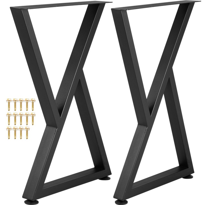 Picioare metalice pentru masa Z, VEVOR, set de 2, 28x18"/71.1x45.7cm, negru, material otel, capacitate de incarcare 1000 lbs