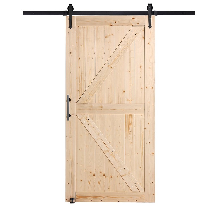 Kit usa glisanta din lemn VEVOR, 42"x84", lemn de brad, ghid de podea 8-in-1, maner inclus