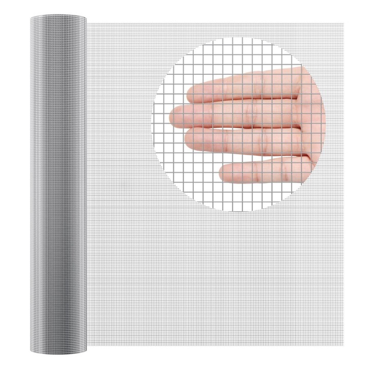 Plasa metalica galvanizata, VEVOR, 48in x 100ft, 1/4 inch, argintiu