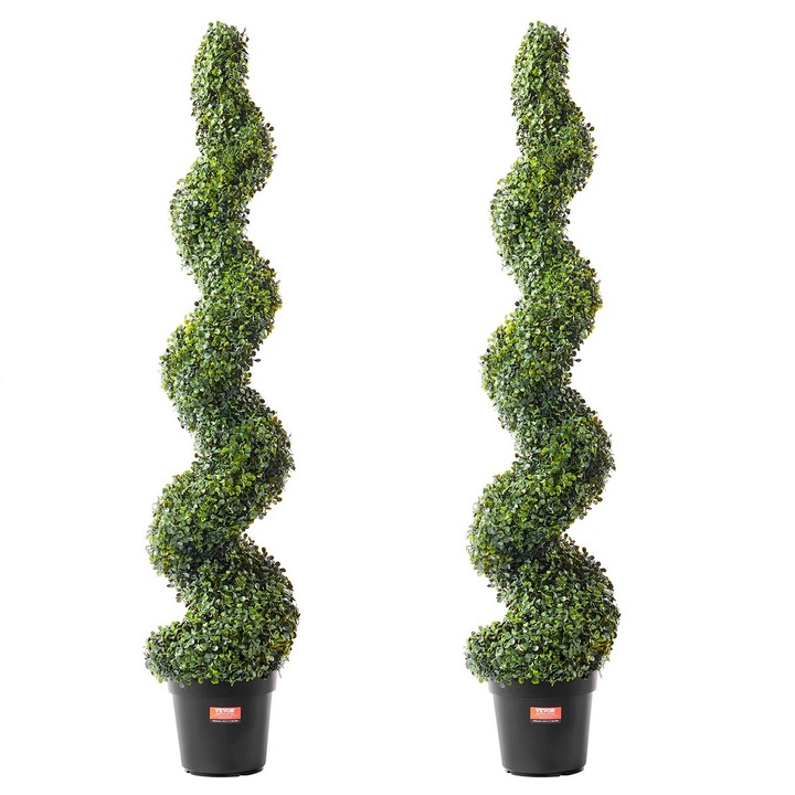 Set 2 Plante Artificiale Topiary Boxwood, 152.4cm, Verde, Usor de Intretinut
