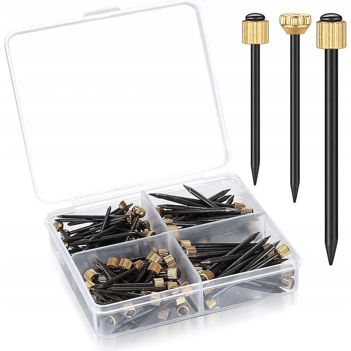 Set cuie pentru tablouri, 90 bucati, cap din alama, dimensiuni 26/27/35mm
