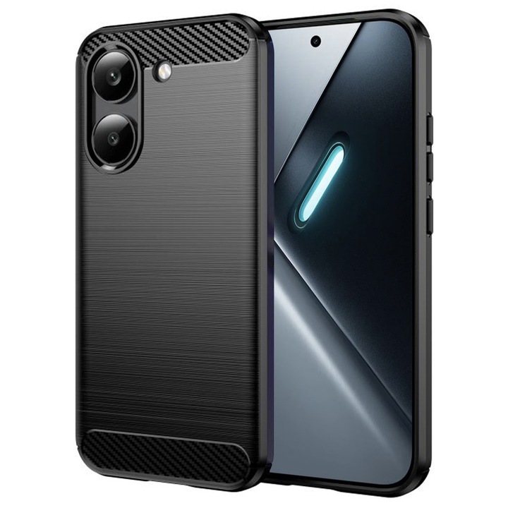 Husa Carbon pentru Xiaomi Poco X8 Pro, Silicon TPU Durabil, Protectie sporita, Rezistenta la socuri, Grip Anti-Alunecare, Neagra