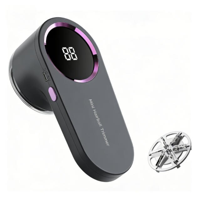 Aparat de curatat scame, Afisaj LED, Wireless, Reincarcabil, 1 lama imbunatatita, Negru
