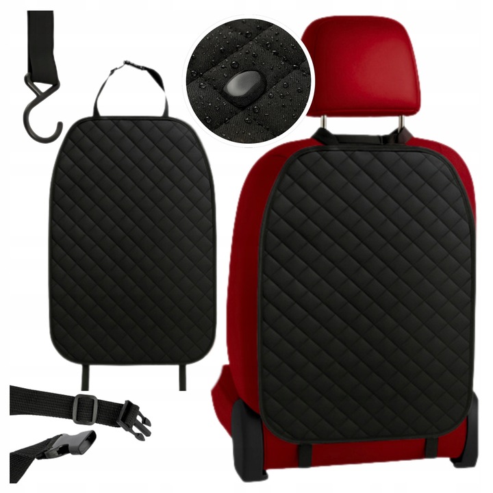 Mata de protectie pentru spatele scaunului auto, 45x68 cm, impermeabila, neagra, set