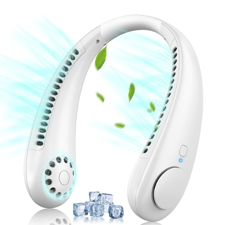 Mini hordozható nyakventilátor FooFoony, hordozható nyakventilátor, kihangosító, lapát nélküli, személyes hordozható ventilátor, 360°-os hűtés, LED kijelző, 3 sebesség, nyakventilátor utazáshoz, szabadtéri sportokhoz, otthonra, irodába, ajándékba