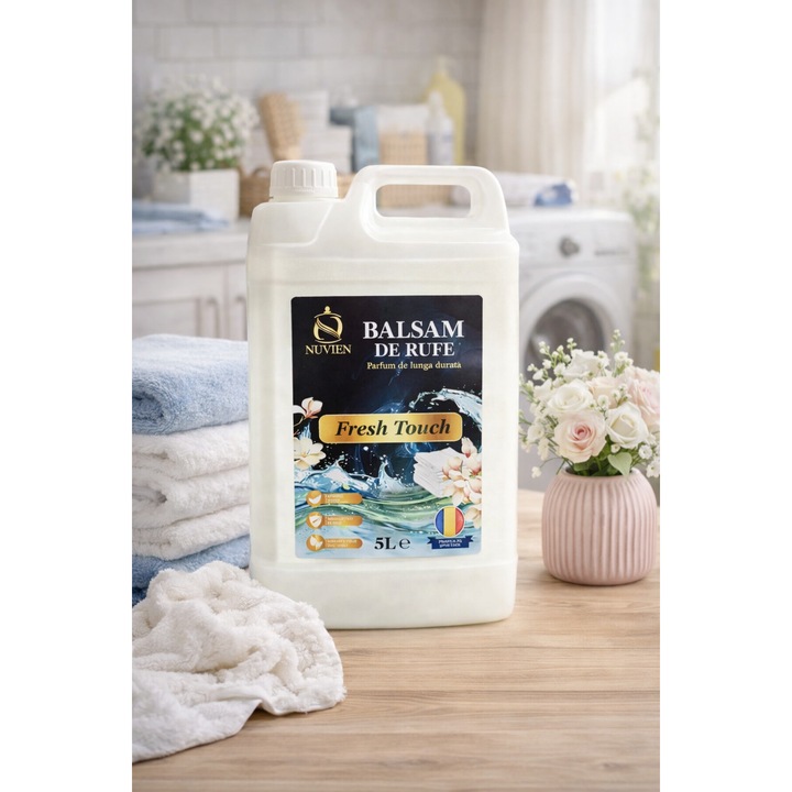 Balsam Concentrat de Rufe 5L Nuvien Fresh Touch, Parfum de Lunga Durata, Extra Soft, Protectie Fibre
