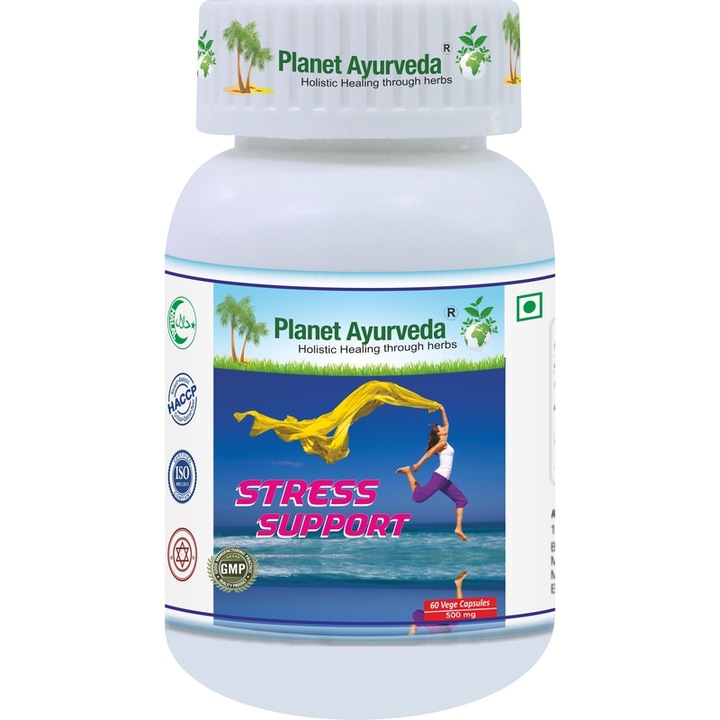 Supliment suport stres Planet Ayurveda, 500mg, 60 capsule, Ashwagandha, Brahmi, Valeriana