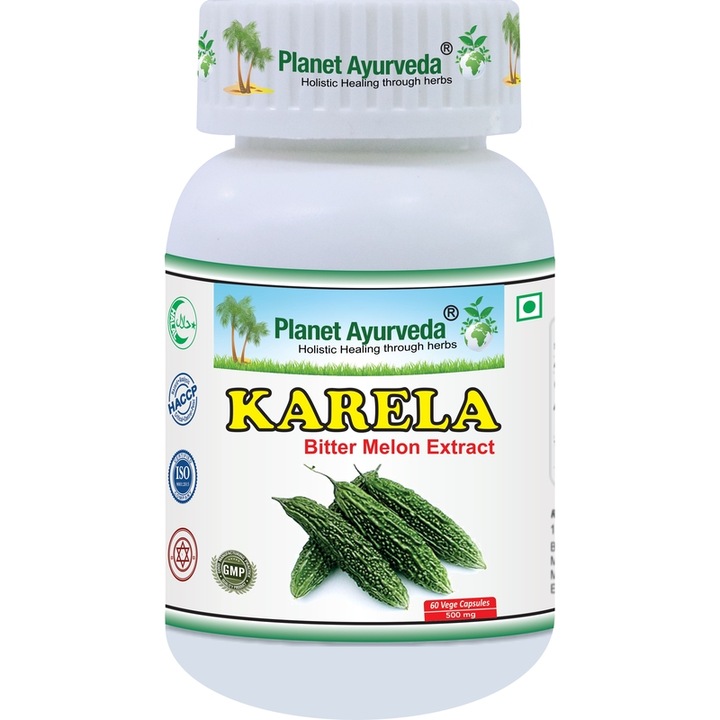 Supliment alimentar Dovleac amar Karela, 500mg, Planet Ayurveda, 60 capsule, multicolor