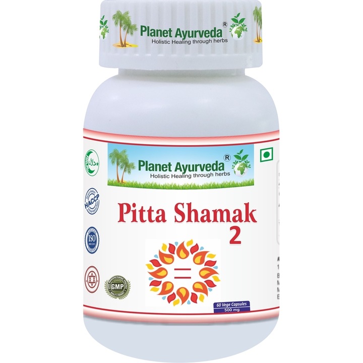 Supliment alimentar Pitta Shamak 2, Planet Ayurveda, 500mg, 60 capsule, pentru digestie, provenienta India
