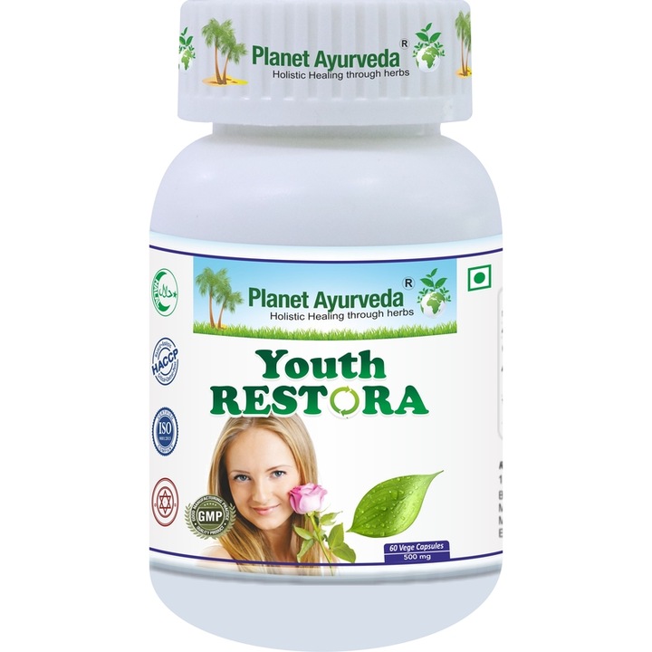 Supliment alimentar Planet Ayurveda Youth Restora, 500mg, 60 capsule, vitalitate, imunitate, sanatate