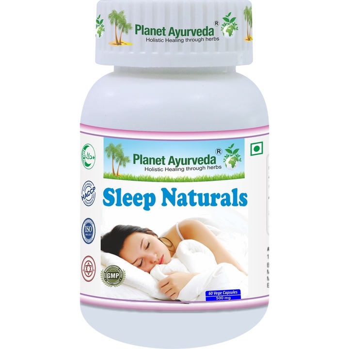 Supliment alimentar, Planet Ayurveda, Sleep naturals, 500mg, 60 capsule, 100% natural, pentru un somn sanatos
